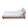 Baxton Studio Sante Mid-Century Beige Upholstered Wood Queen Size Platform Bed 156-9291